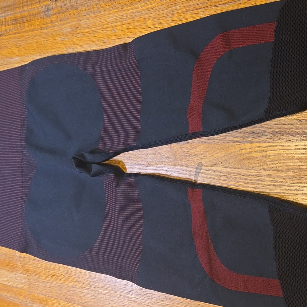 Women Small Black Red‎ Compression Mesh Vent Active Workout Yoga Leggings - Picture 7 of 8